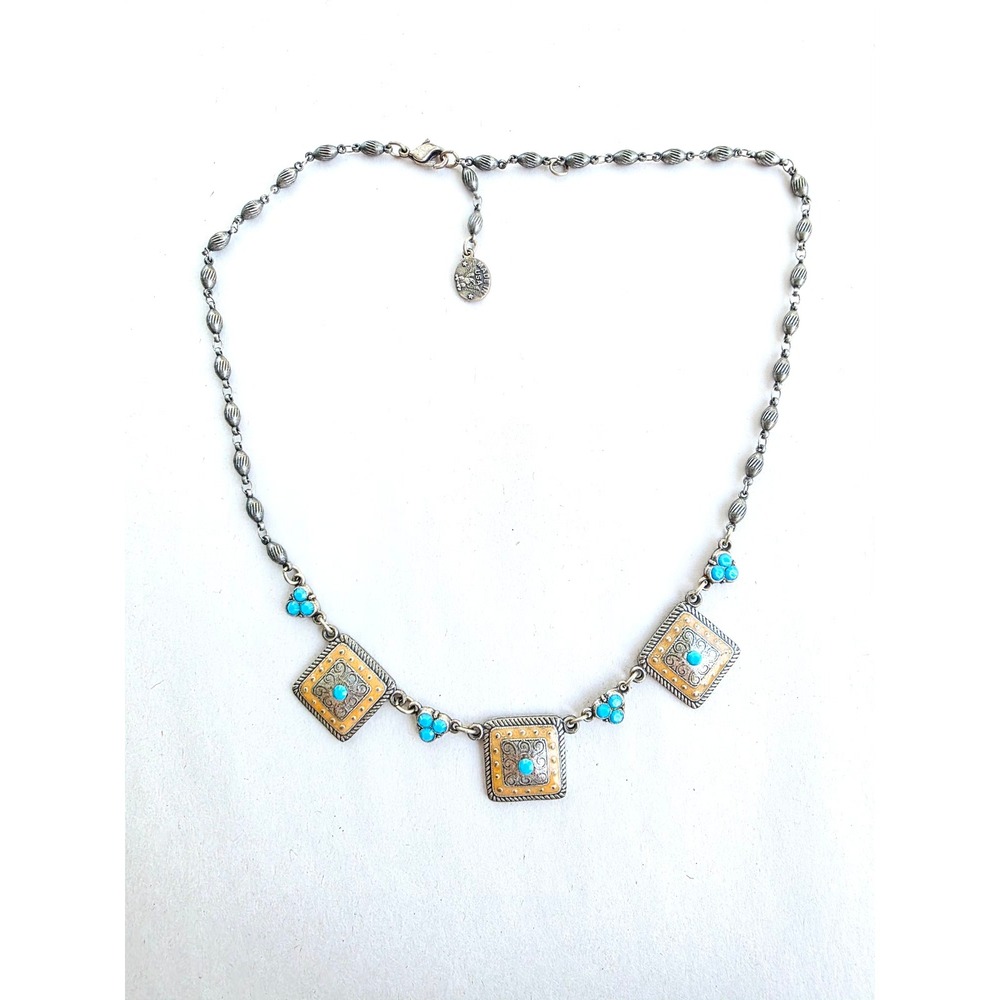 Anne Koplik Designs Turquoise Enamel Filigree Silver Necklace southwestern boho